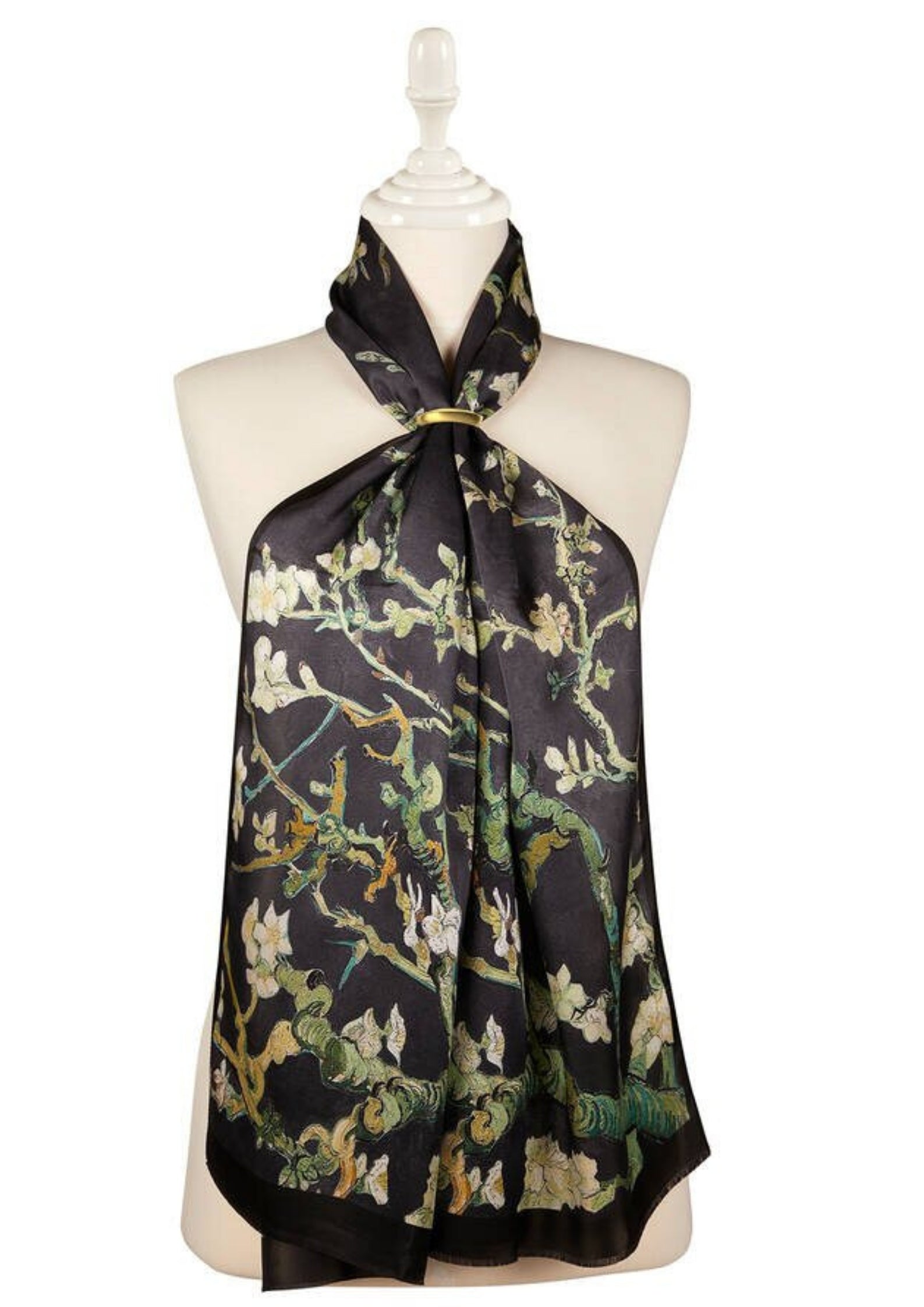 Almond Blossom Silk Foulard | Black