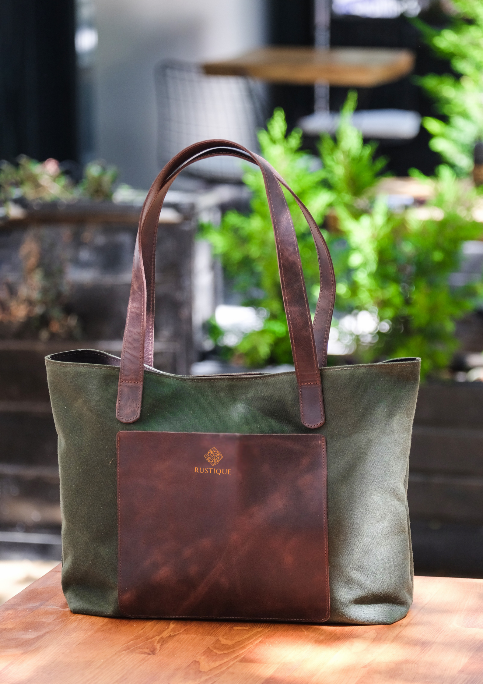 ASHIYAN Sport Tote Bag Maxi | Khaki Green Canvas