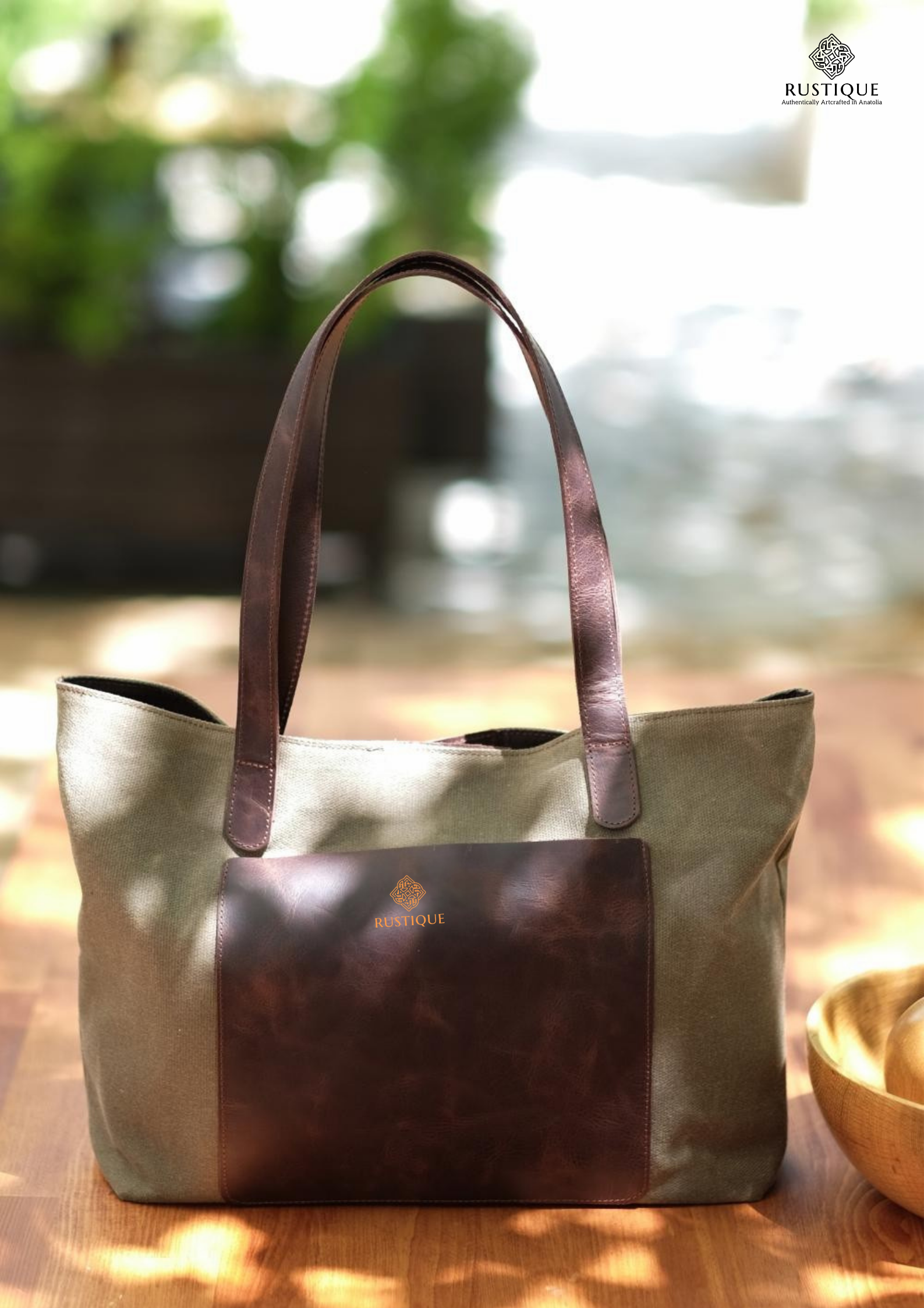 ASHIYAN Sport Tote Bag Maxi | Olive Green Canvas