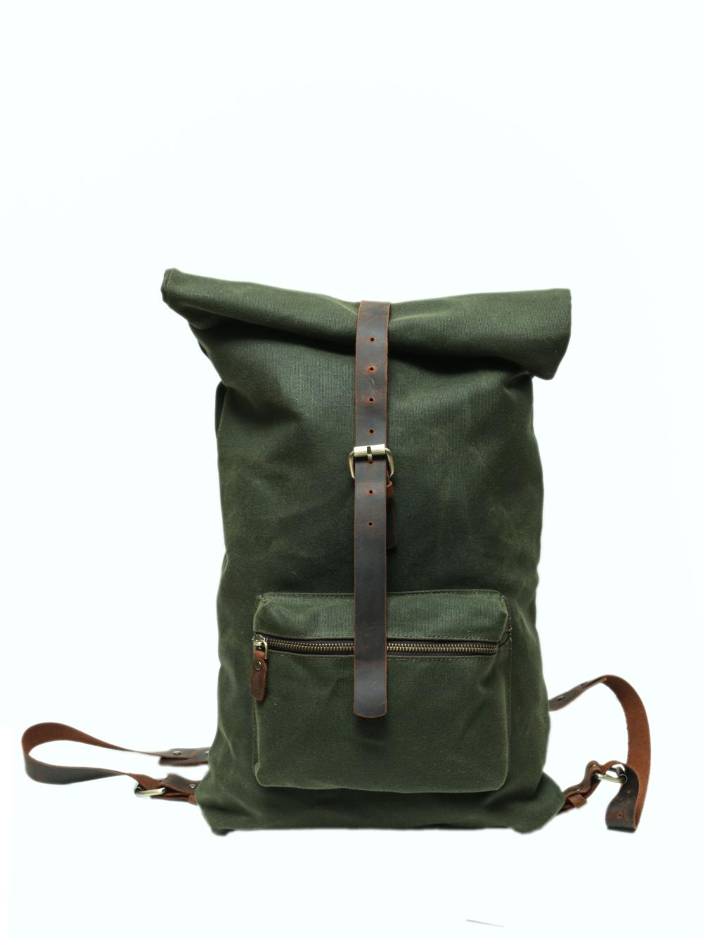 KESHANE Adjustable Backpack & Travel Bag | Khaki Green Canvas