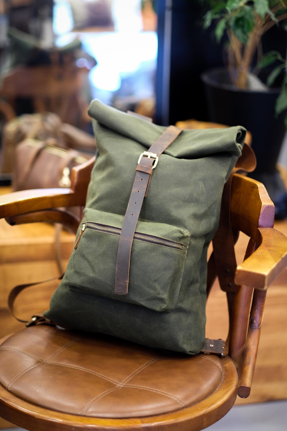 KESHANE Adjustable Backpack & Travel Bag | Khaki Green Canvas