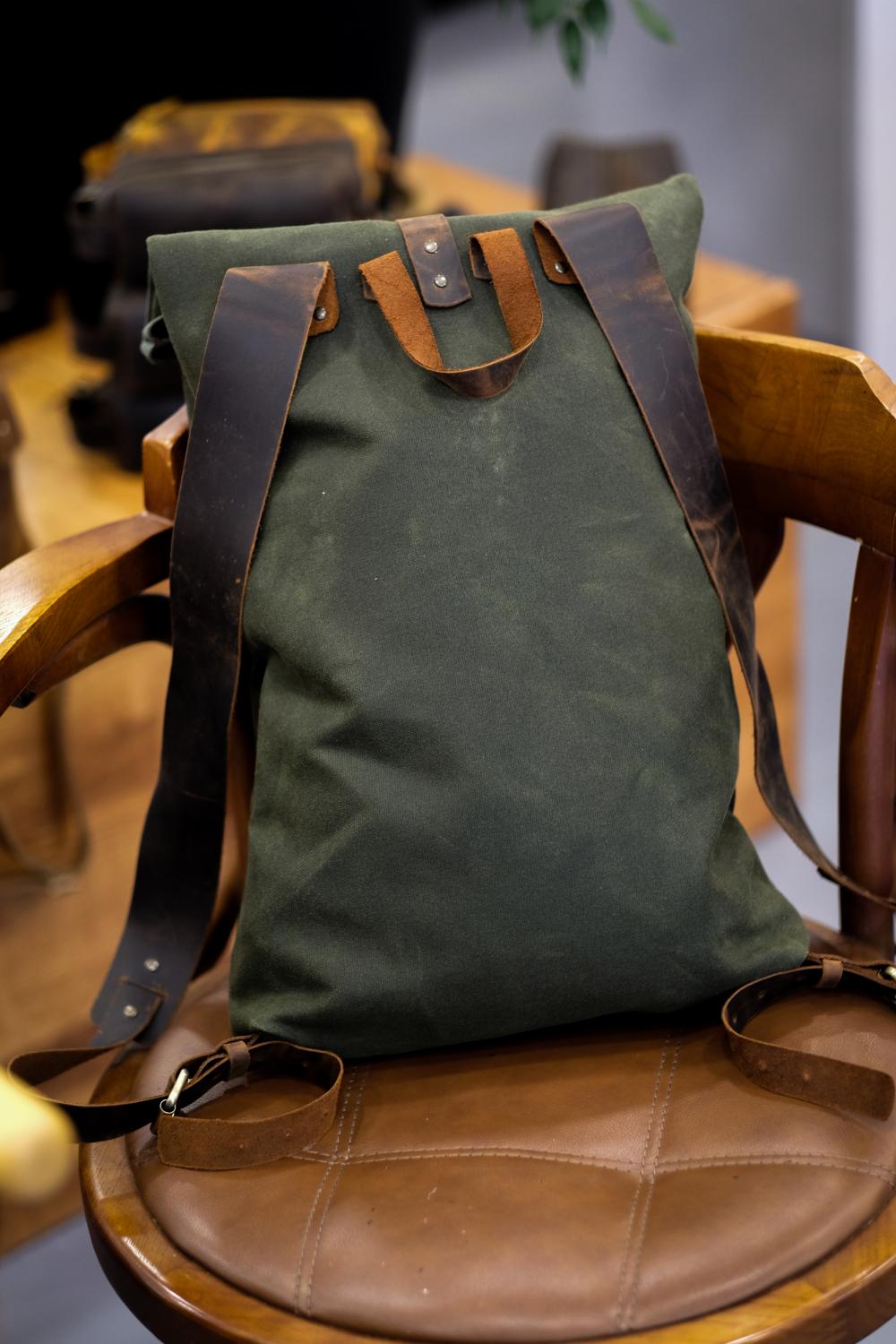 KESHANE Adjustable Backpack & Travel Bag | Khaki Green Canvas