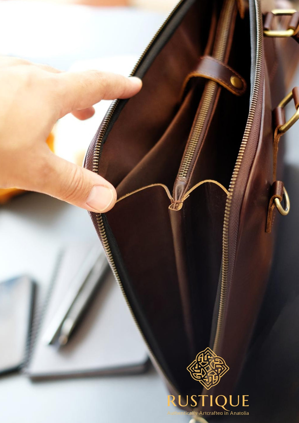 CIHANGIR Exclusive Briefcase | Vegetal Leather | Brown