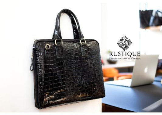 CIHANGIR Exclusive Briefcase | Croco Leather | Black
