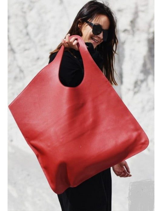 Heybe Over-sized Minimalist Tote Bag Maxi | Red