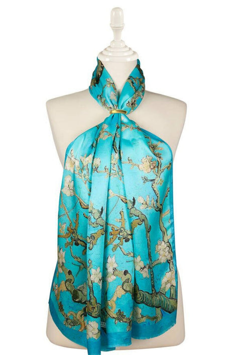 Almond Blossom Silk Foulard | Blue