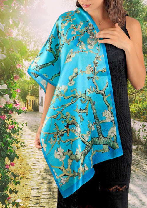 Almond Blossom Silk Foulard | Blue