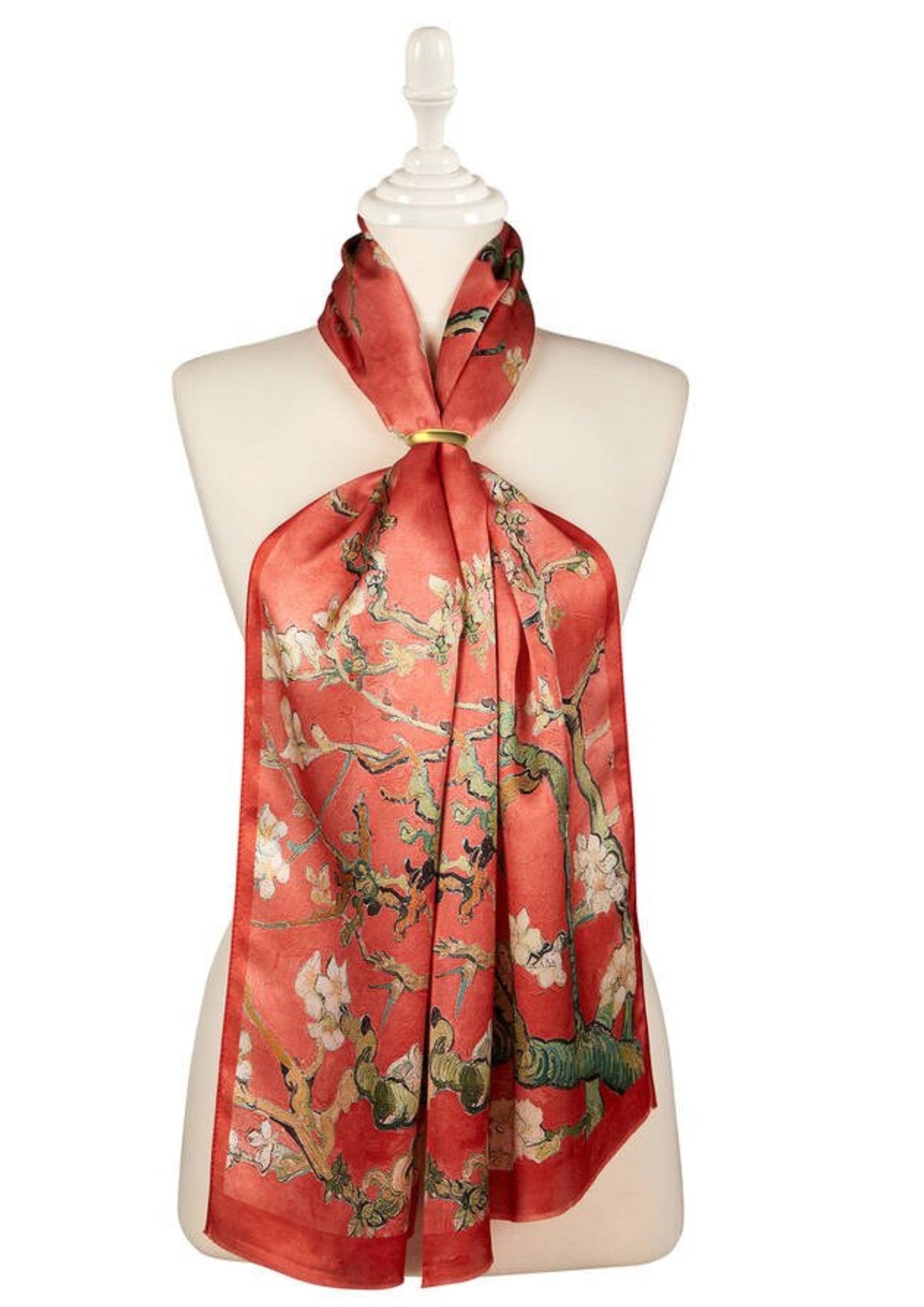Almond Blossom Silk Foulard | Coral