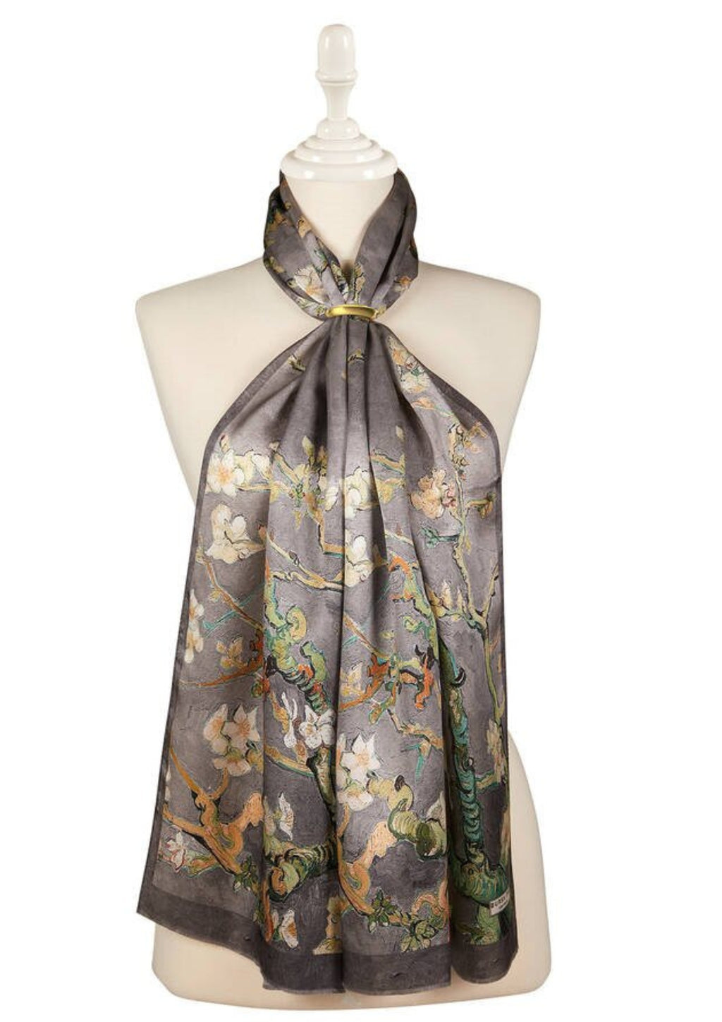 Almond Blossom Silk Foulard | Gray
