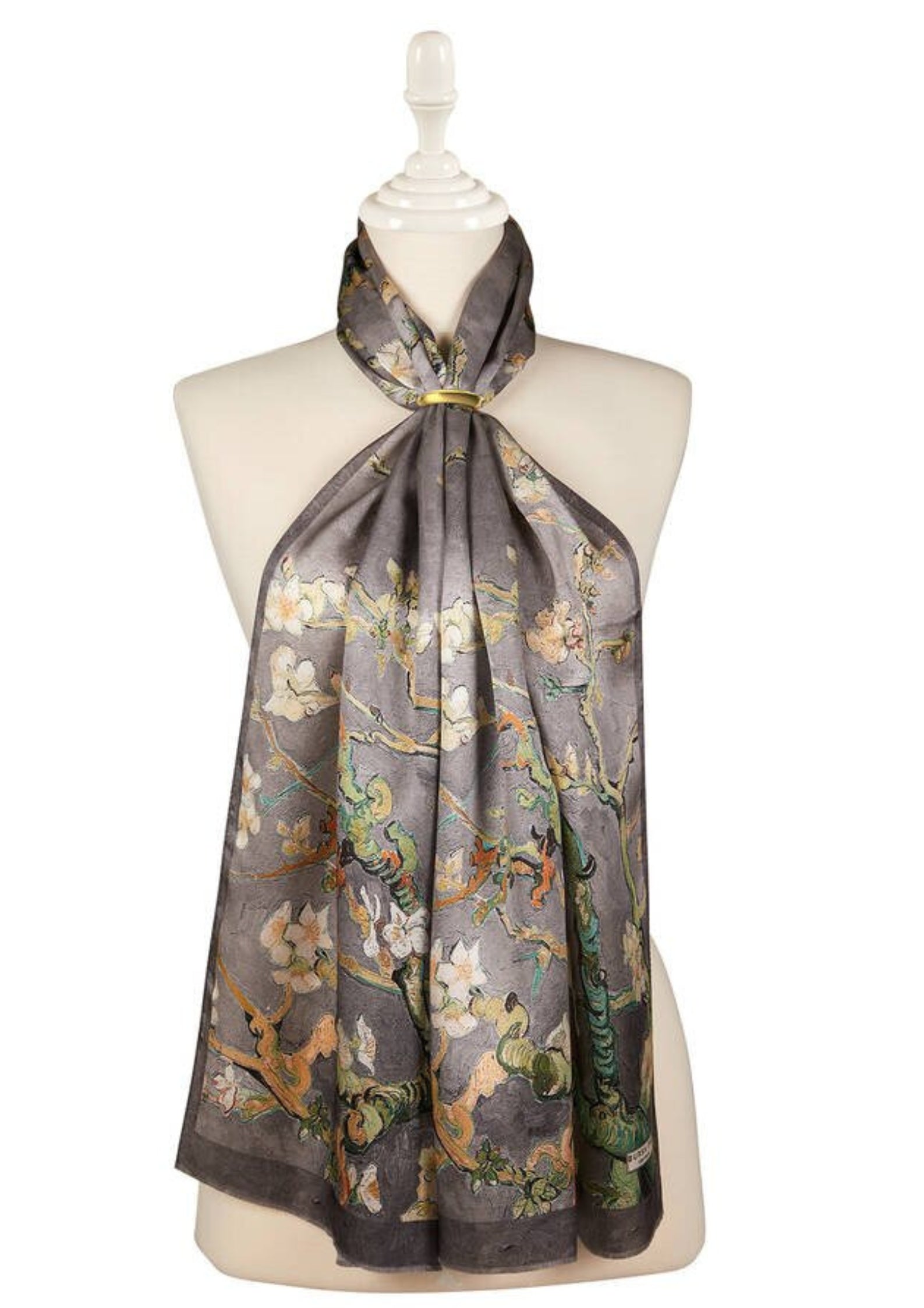 Almond Blossom Silk Foulard | Gray