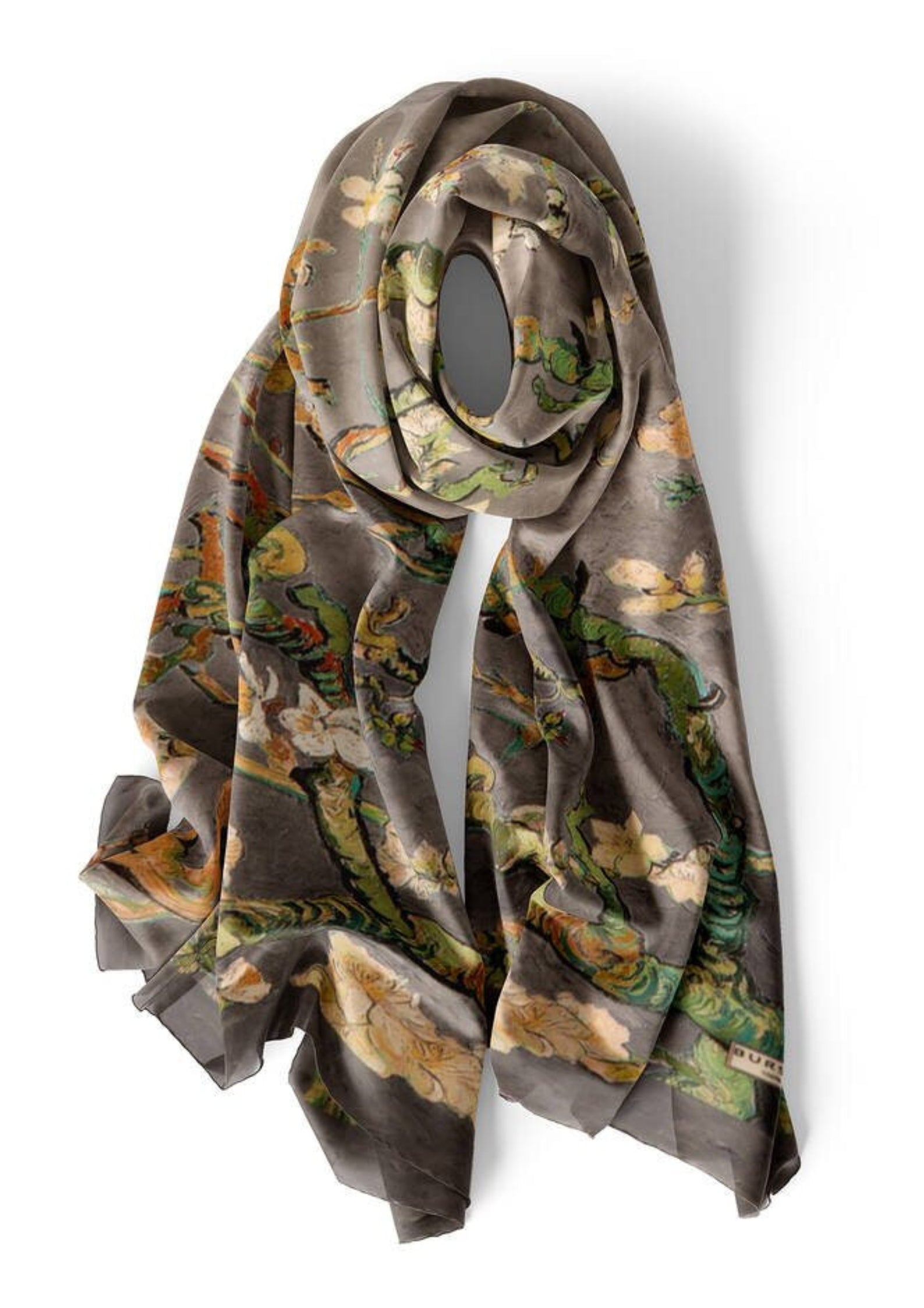 Almond Blossom Silk Foulard | Gray