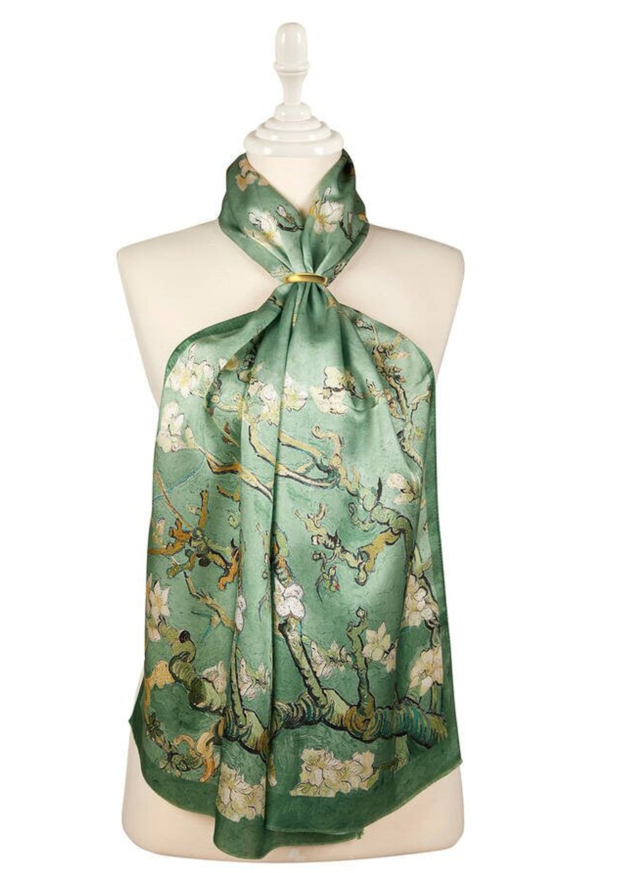 Almond Blossom Silk Foulard | Green