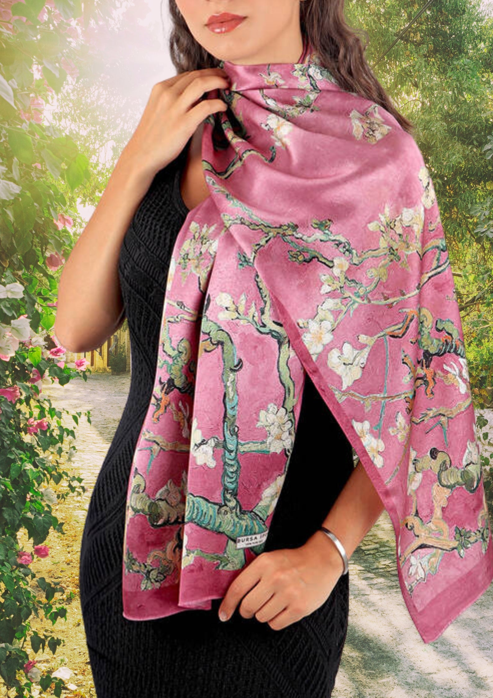 Almond Blossom Silk Foulard | Pink