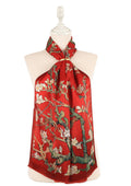 Seidenfoulard mit Mandelblütenmotiv | Rot