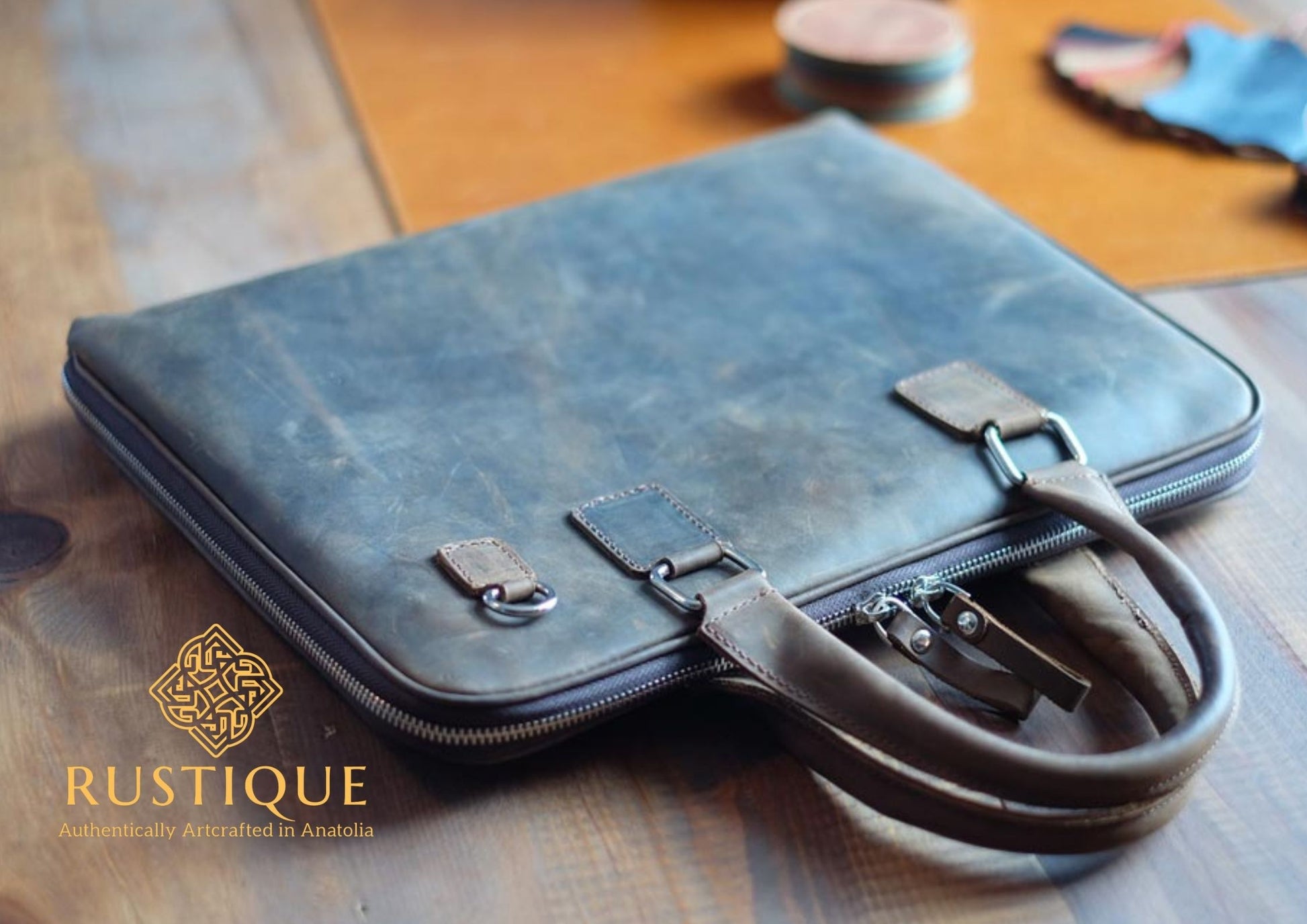 CIHANGIR Exclusive Briefcase | Crazy Leather | Chestnut