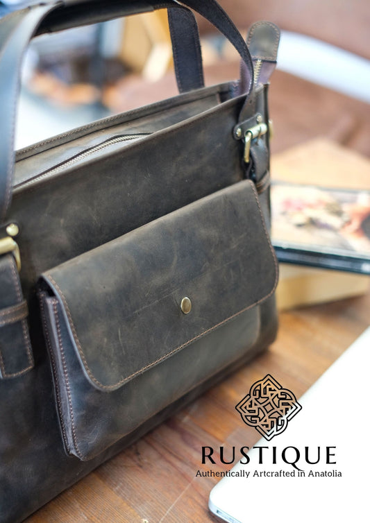 ANTIOCH Raw Briefcase Black