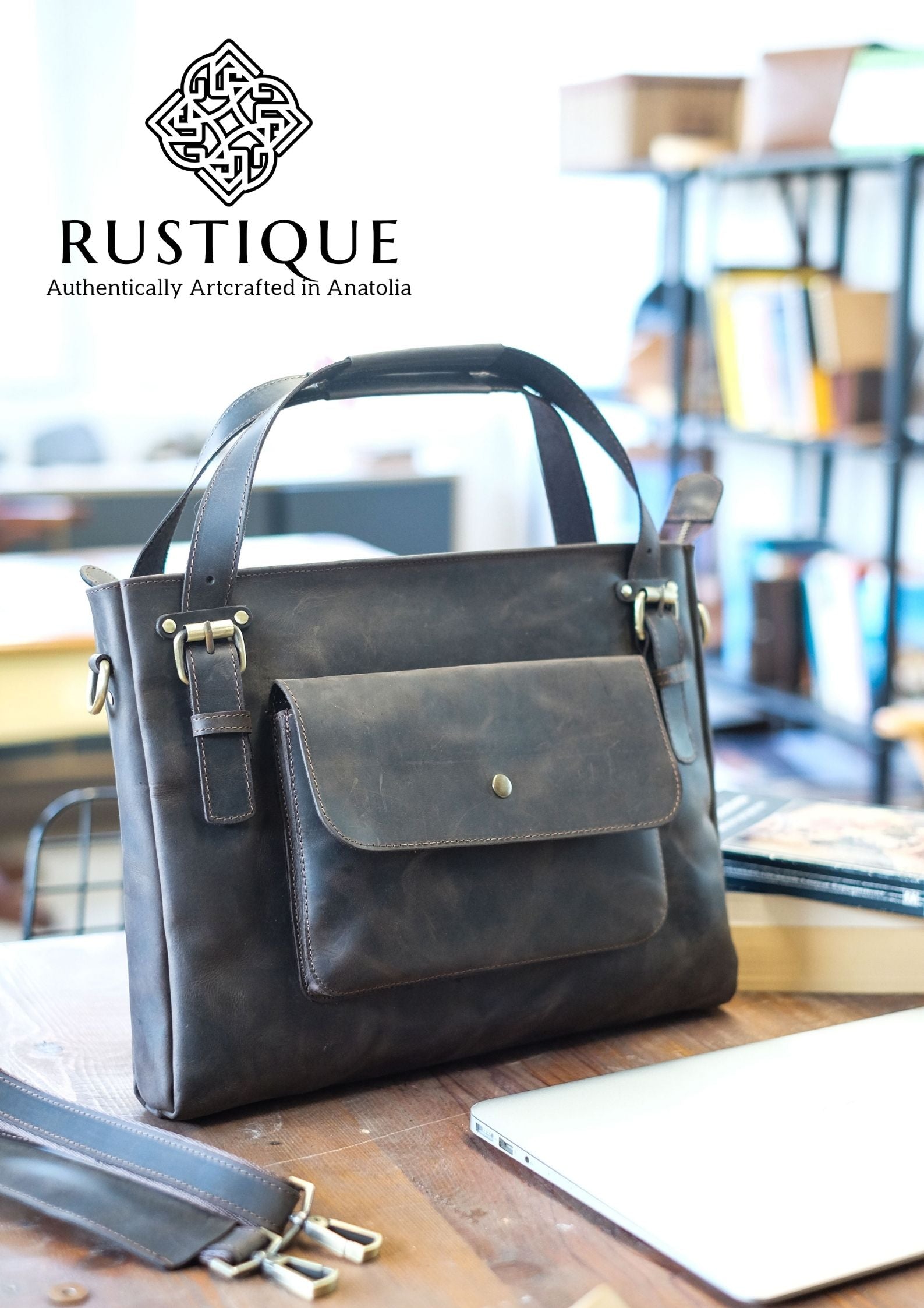 ANTIOCH Raw Briefcase | Black