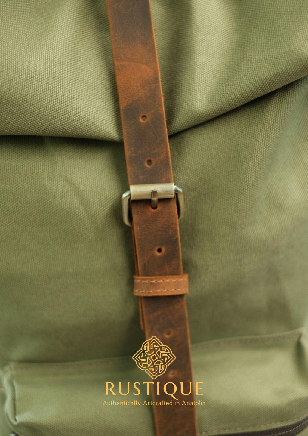 KEŞANE Adjustable Backpack & Travel Bag | Khaki Green Canvas