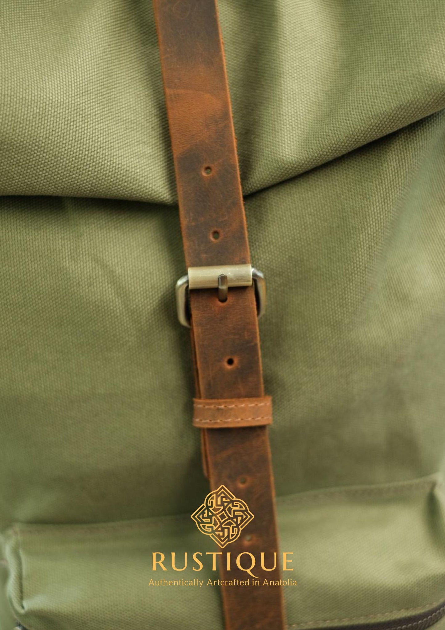 KEŞANE Adjustable Backpack & Travel Bag | Khaki Green Canvas