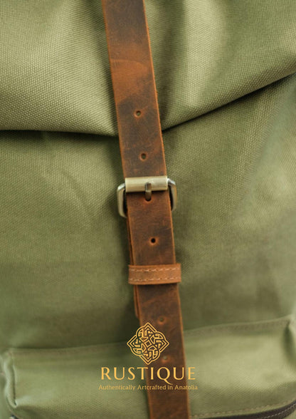 KEŞANE Adjustable Backpack & Travel Bag | Khaki Green Canvas