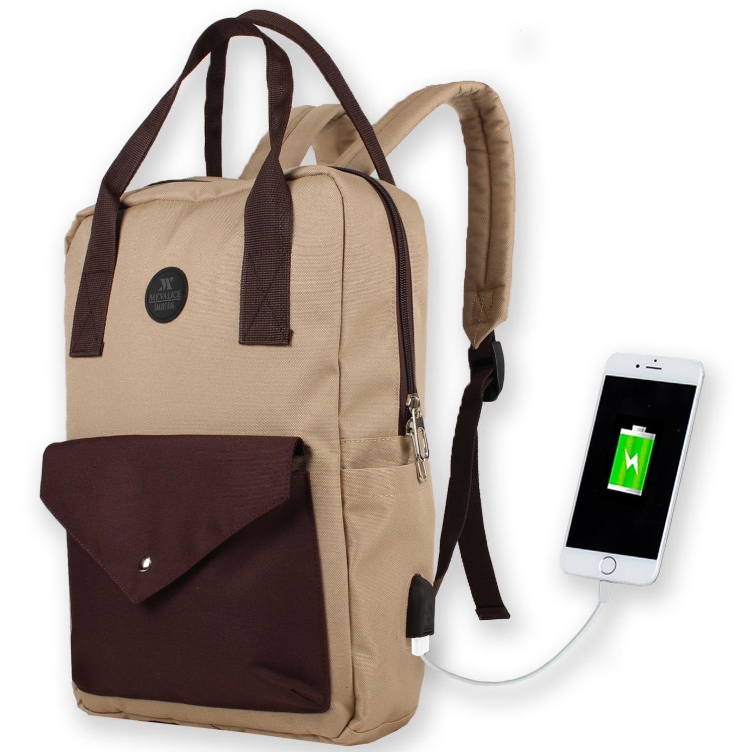 Bizzypack Smart Backpack with USB Charging Port - Khaki Green