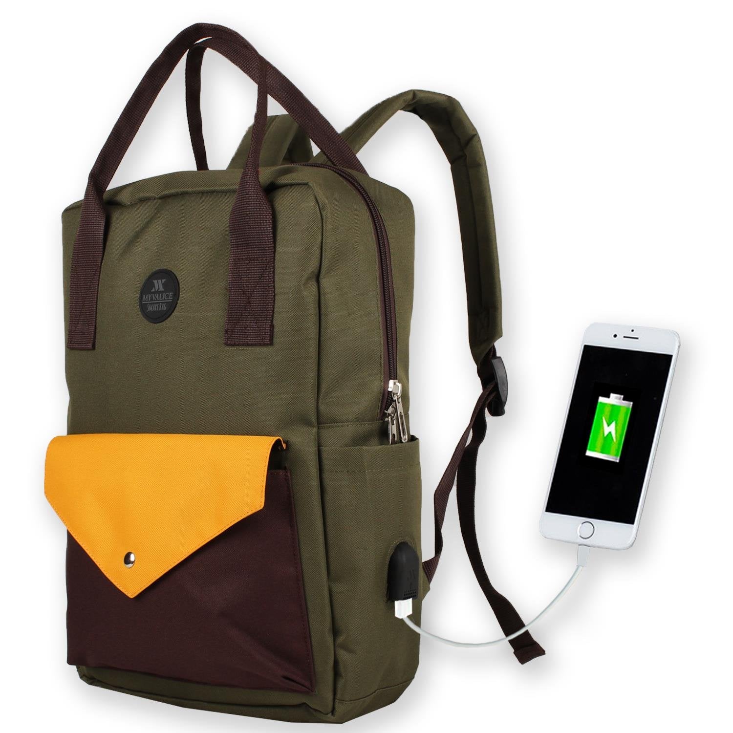 Bizzypack Smart Backpack with USB Charging Port - Khaki Green