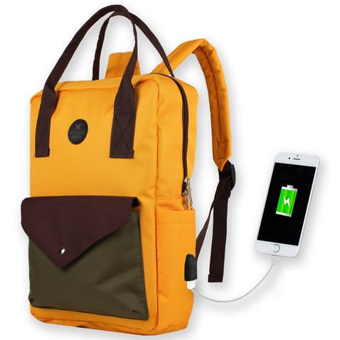 Bizzypack Smart Backpack with USB Charging Port - Mustard Yellow