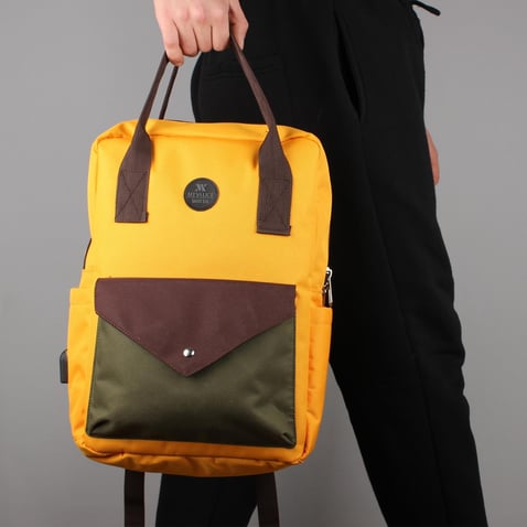 Bizzypack Smart-Rucksack mit USB-Ladeanschluss – Senfgelb