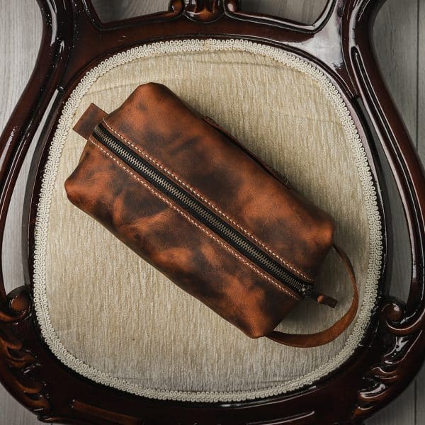 Natural Leather Doppkit- Toilet Bag