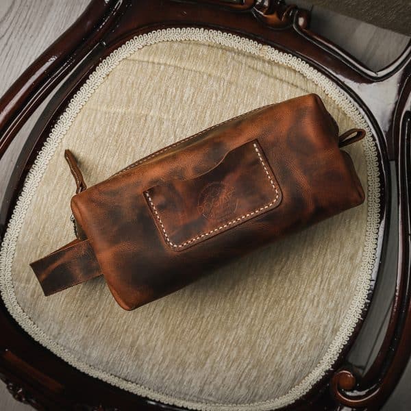 Natural Leather Doppkit- Toilet Bag