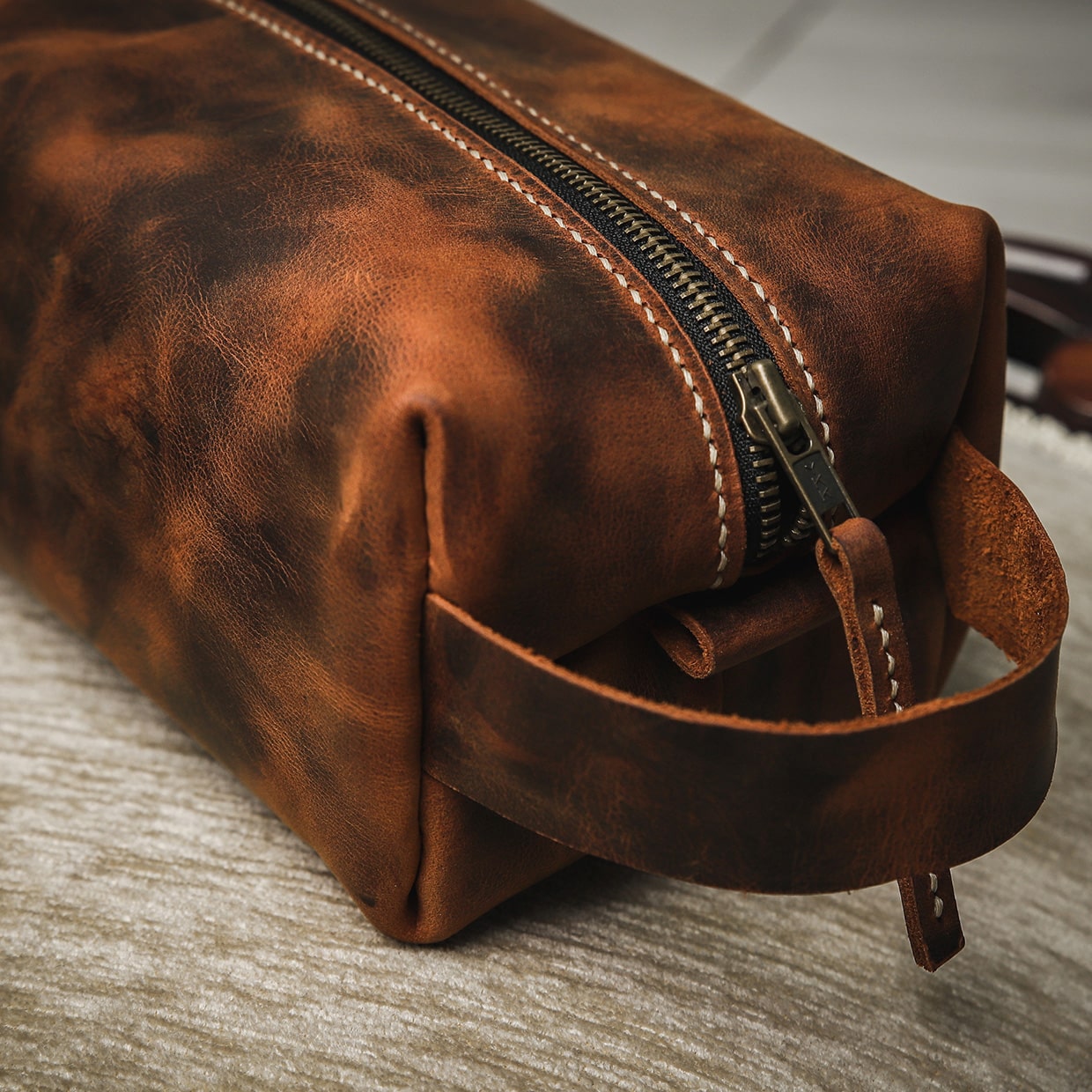 Natural Leather Doppkit- Toilet Bag
