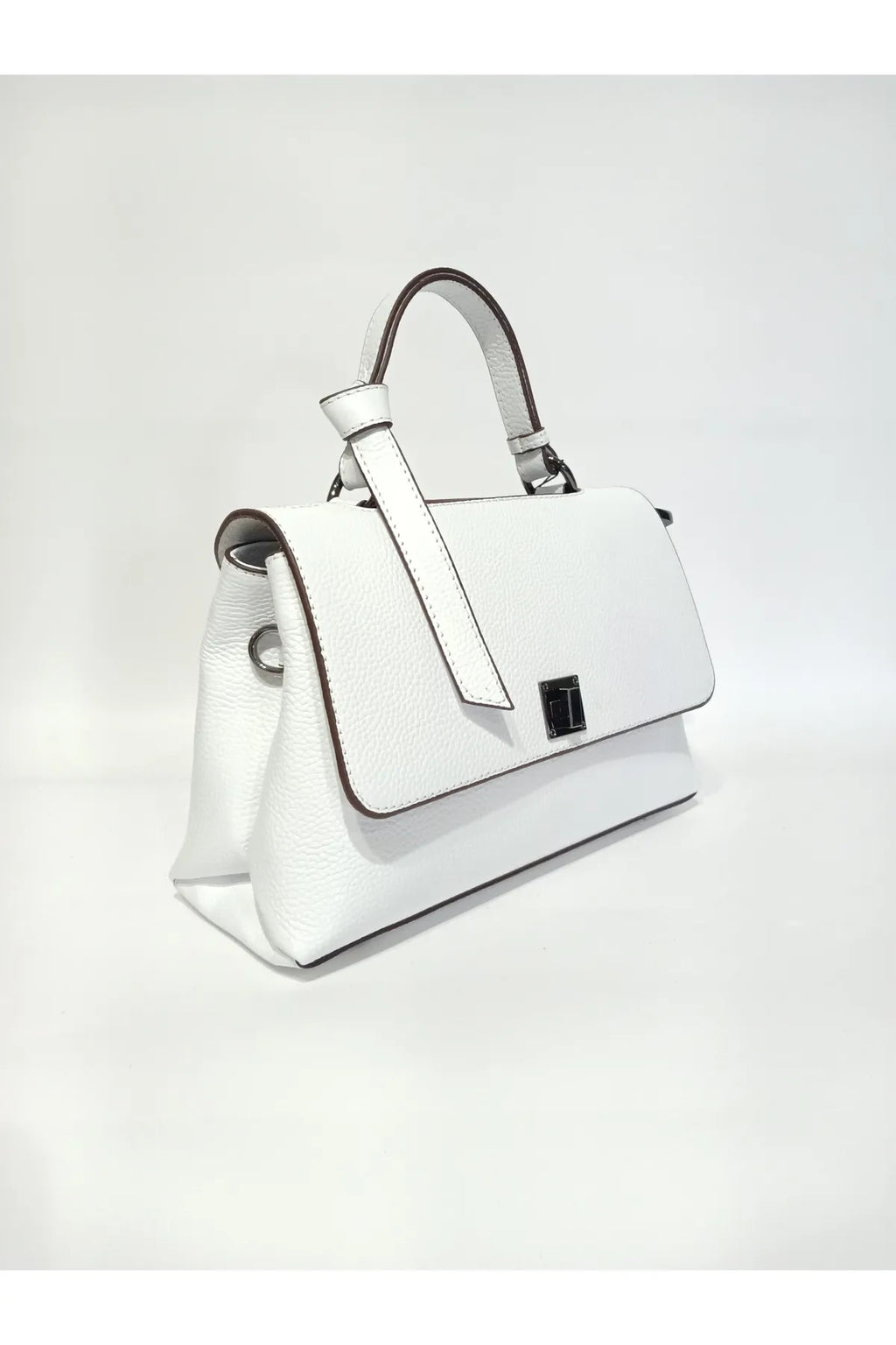 EPHORIA Flap Over Handbag Mini | White | Genuine Leather