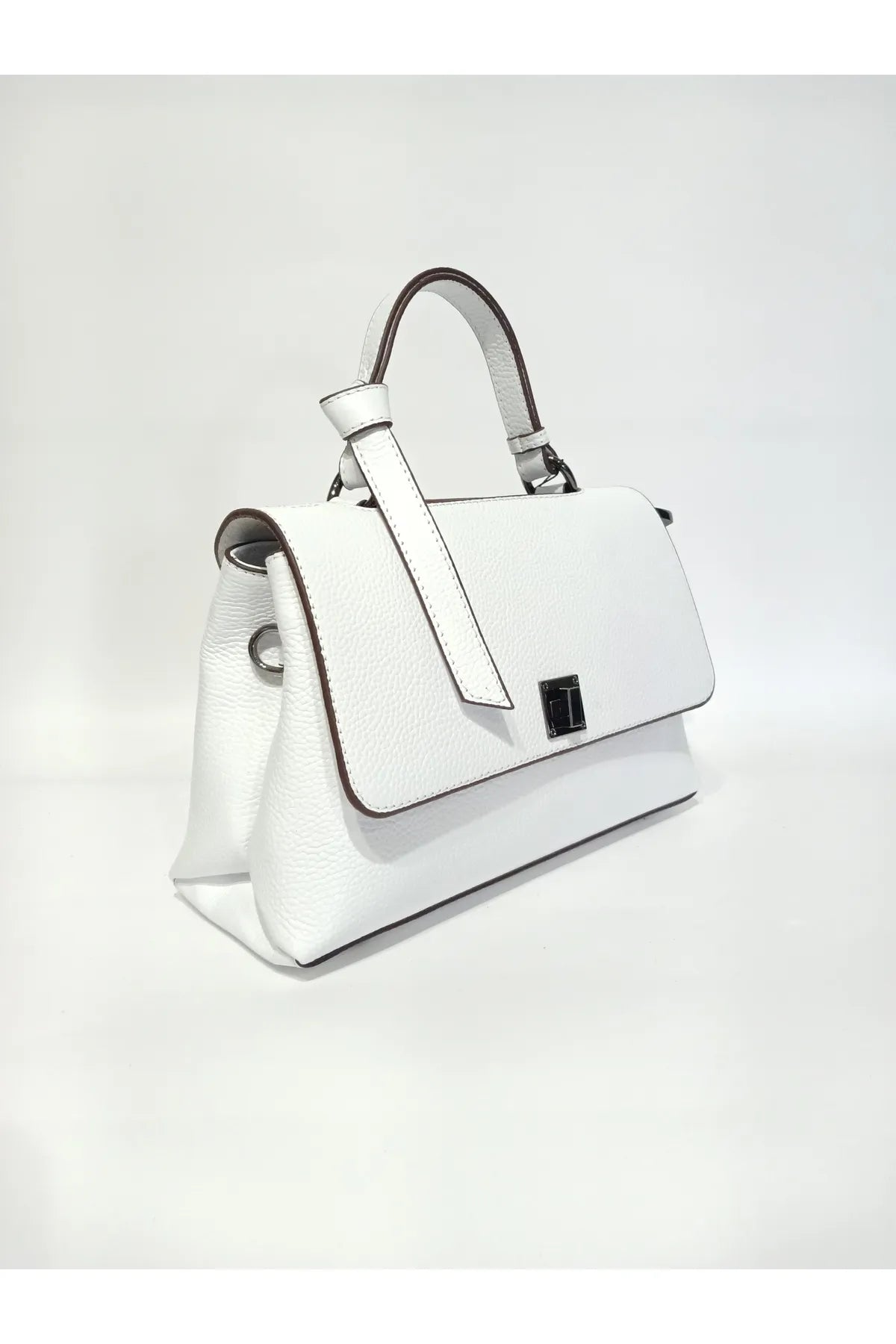 EPHORIA Flap Over Handbag Mini | White | Genuine Leather