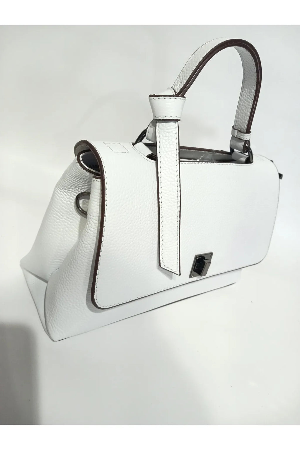 EPHORIA Flap Over Handbag Mini | White | Genuine Leather