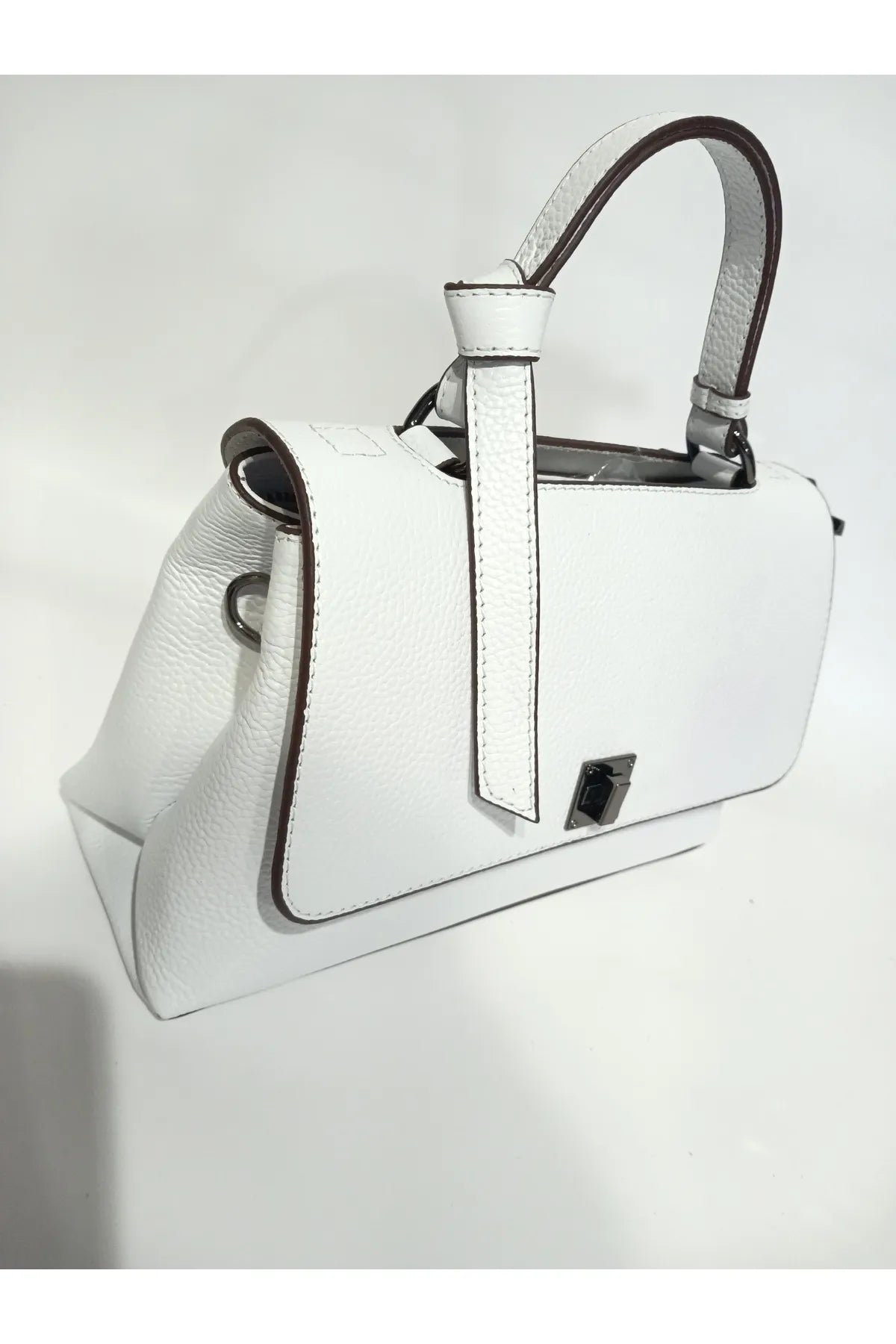 EPHORIA Flap Over Handbag Mini | White | Genuine Leather
