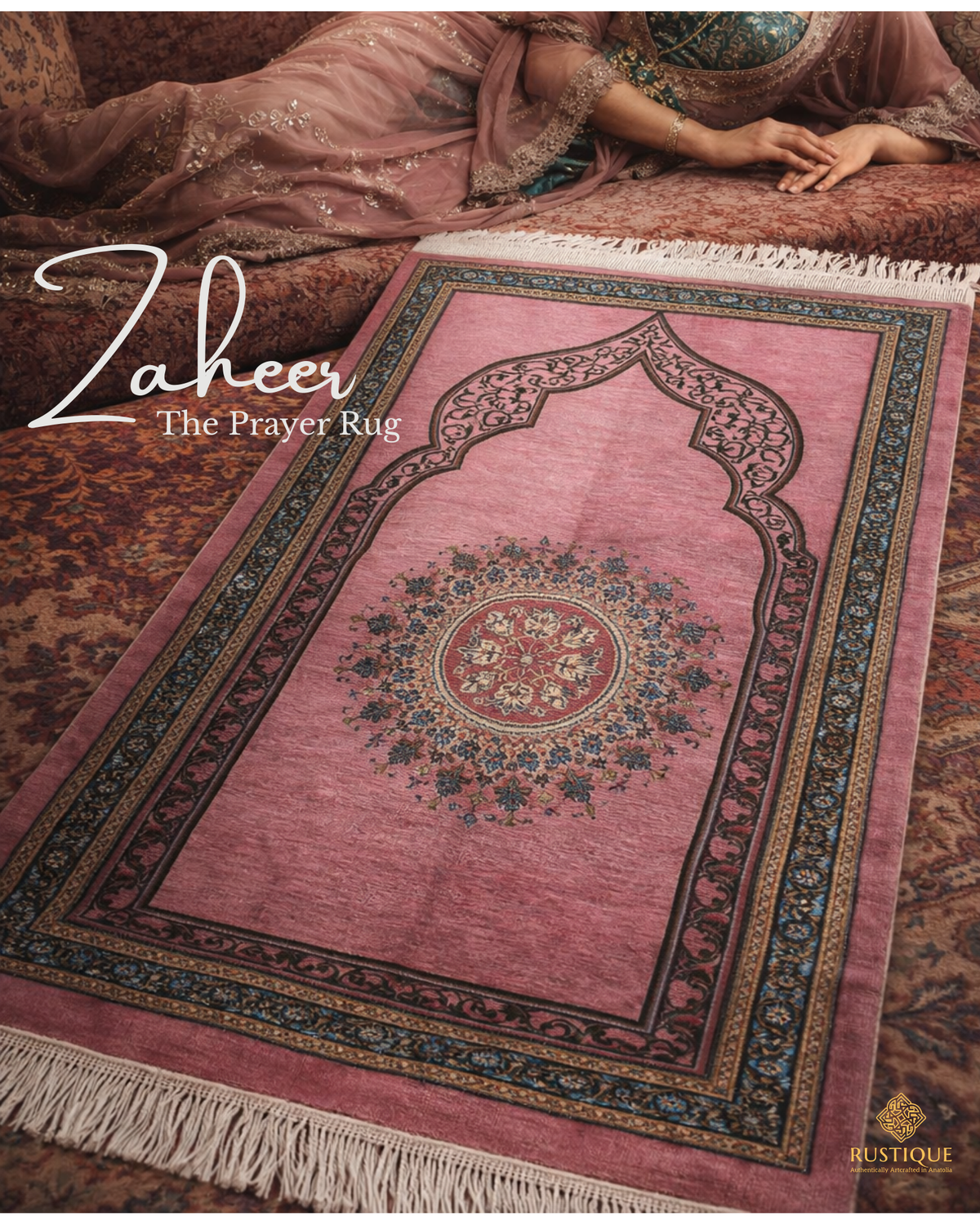 ZAHEER Bamboo Cotton Prayer Rug (Matt) | Pink