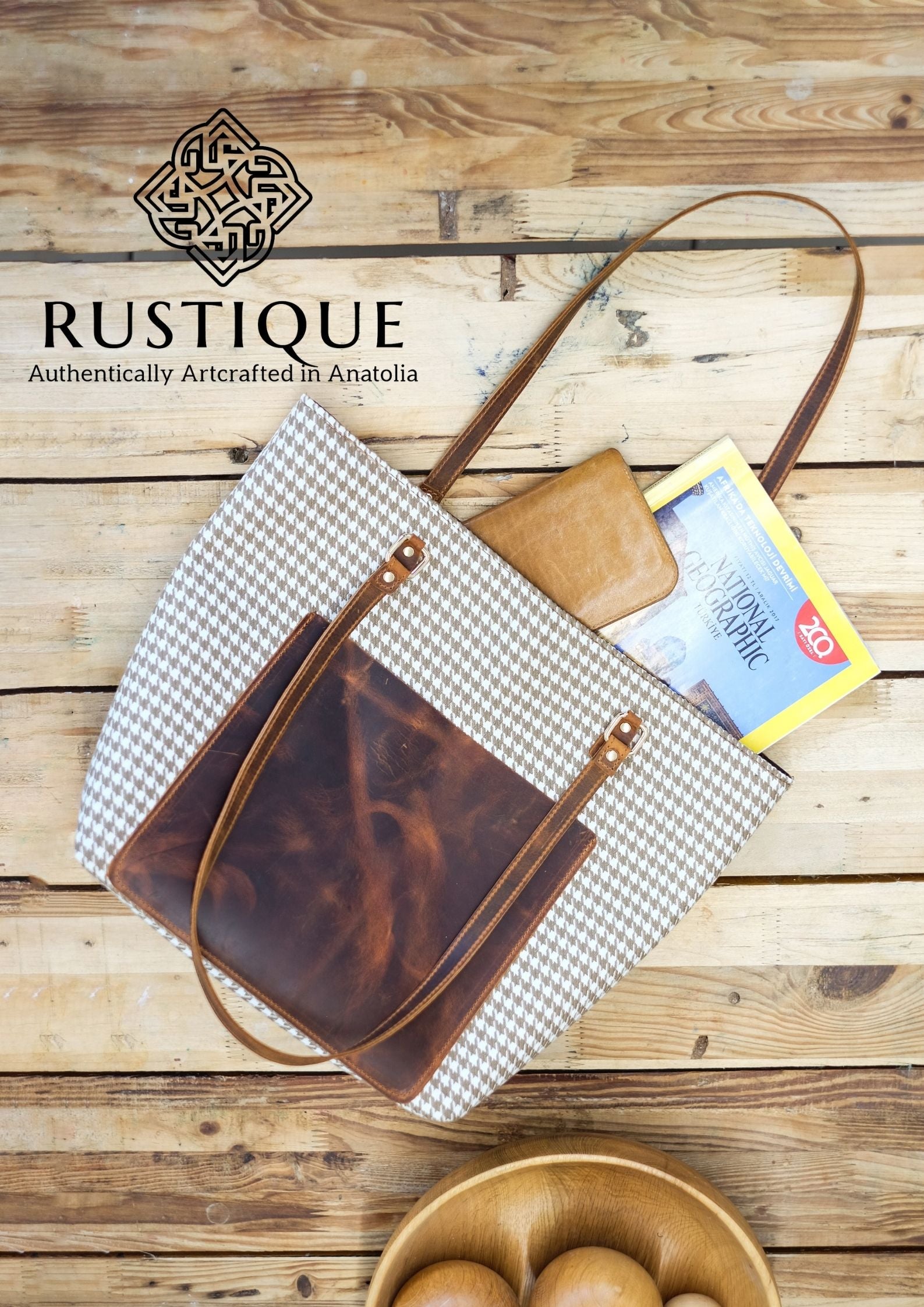 TÜRKAN Houndstooth Tote Bag