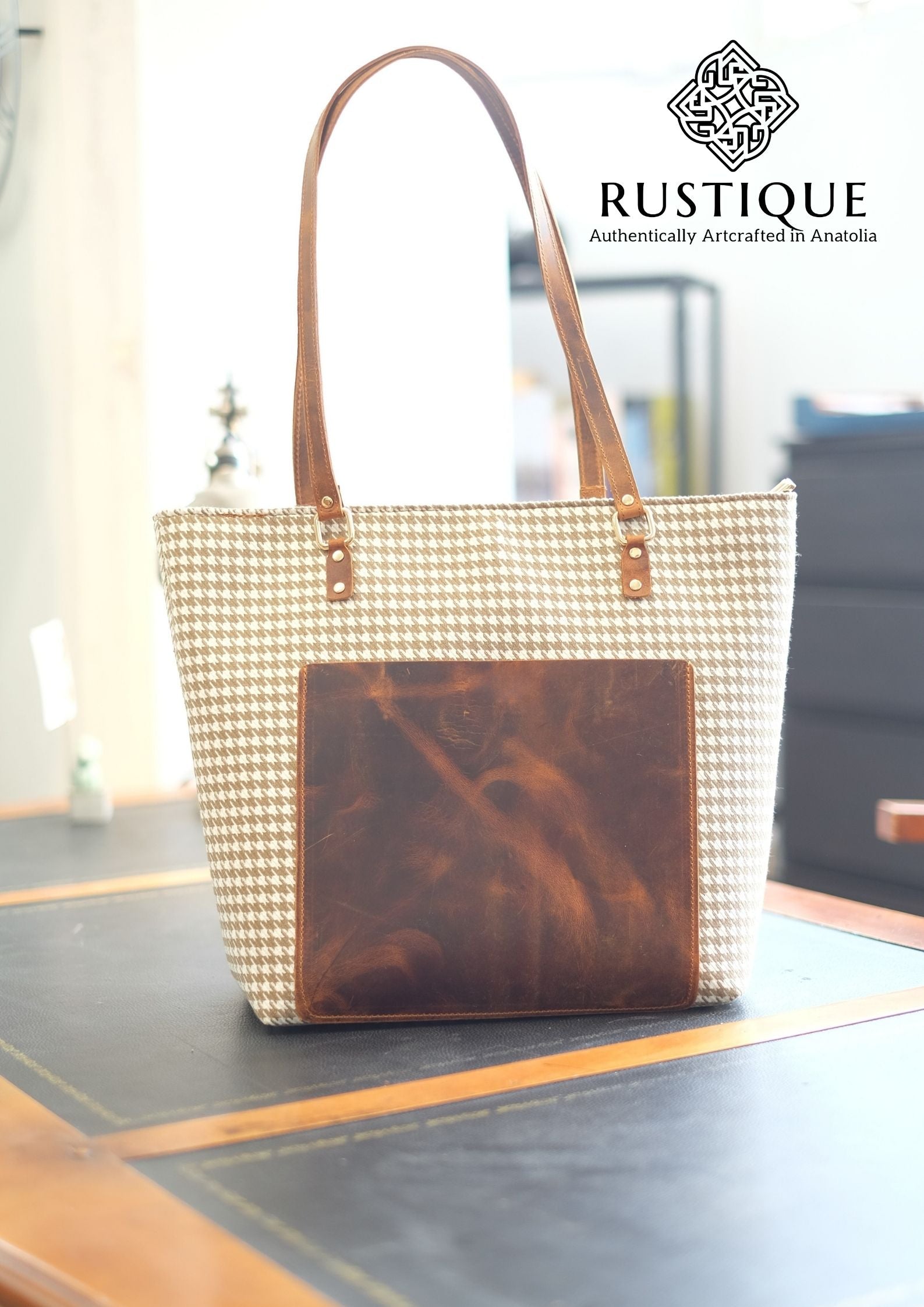 TÜRKAN Houndstooth Tote Bag