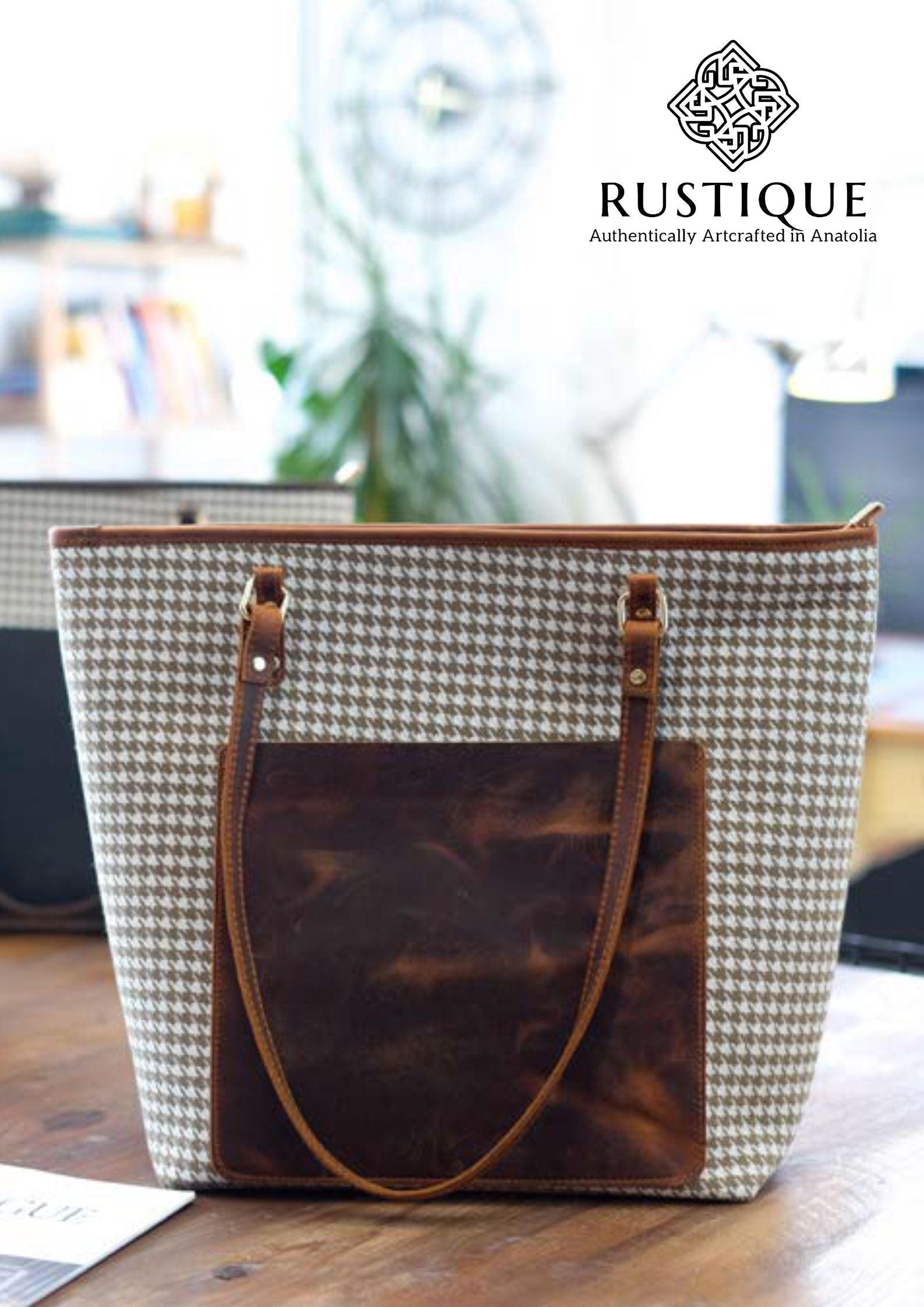 TÜRKAN Houndstooth Tote Bag