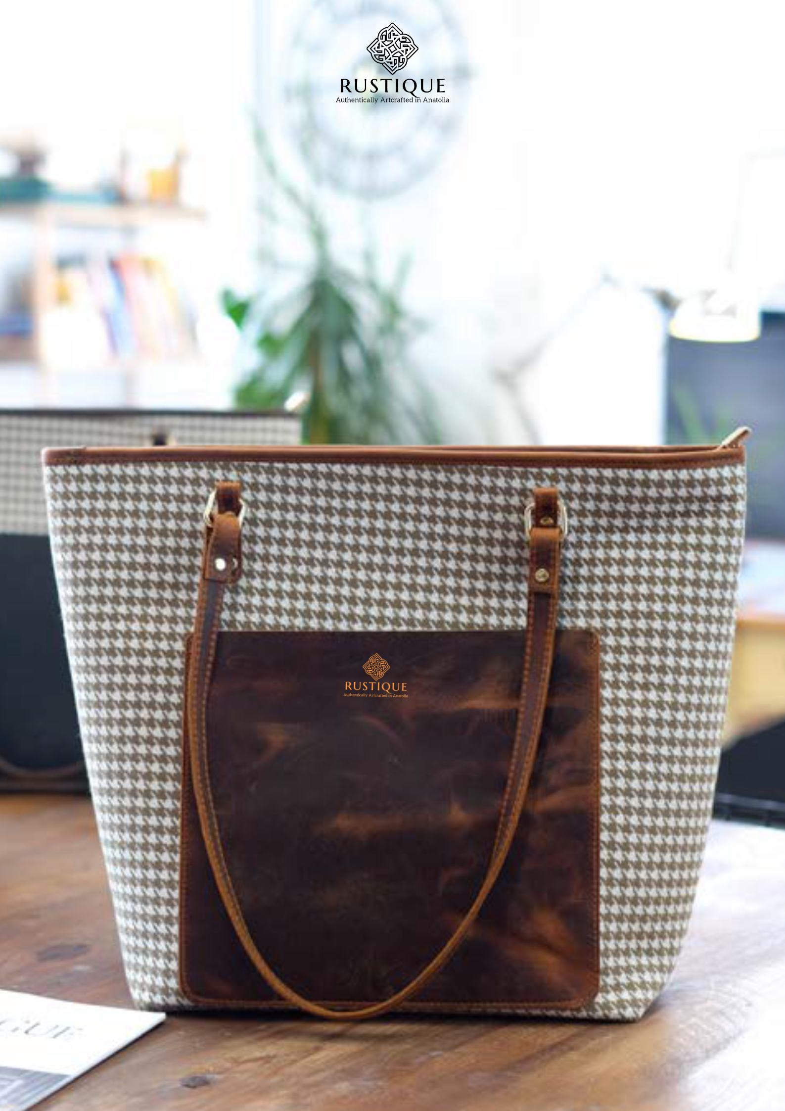 TÜRKAN Tote Bag | Houndstooth Pattern