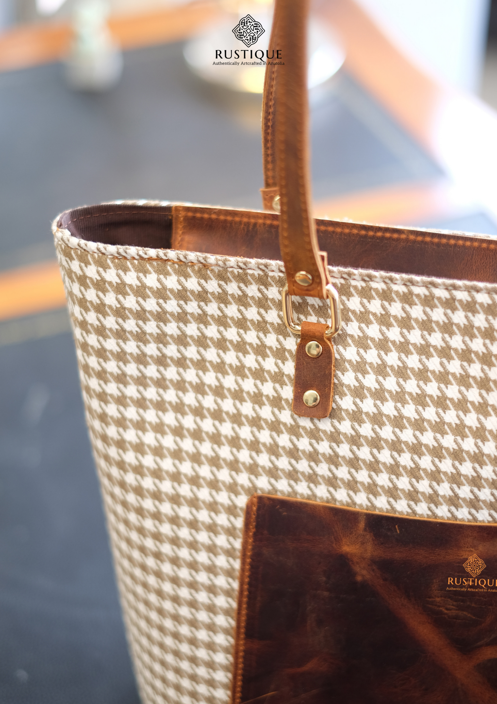 TÜRKAN Tote Bag | Houndstooth Pattern