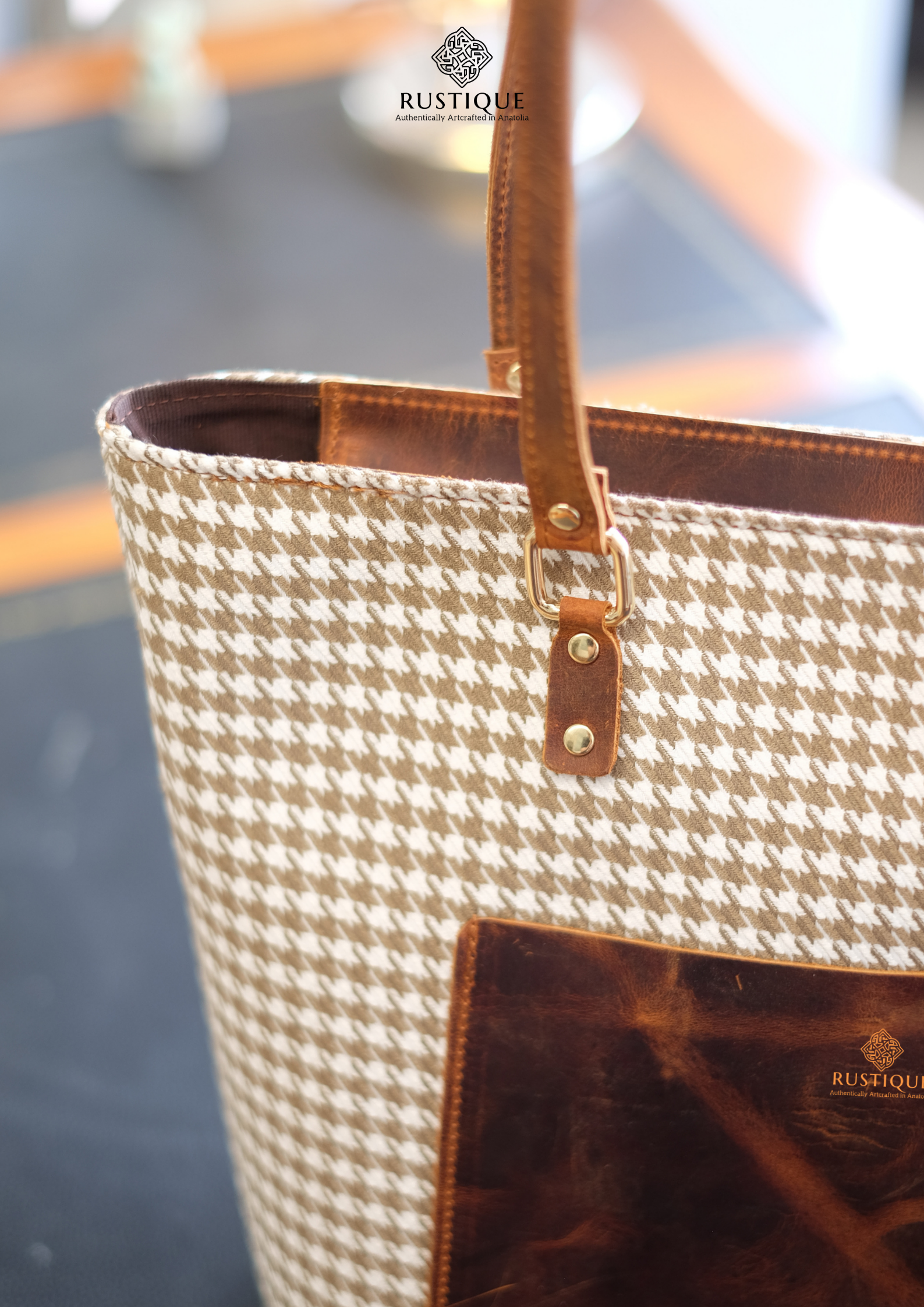 TÜRKAN Tote Bag | Houndstooth Pattern