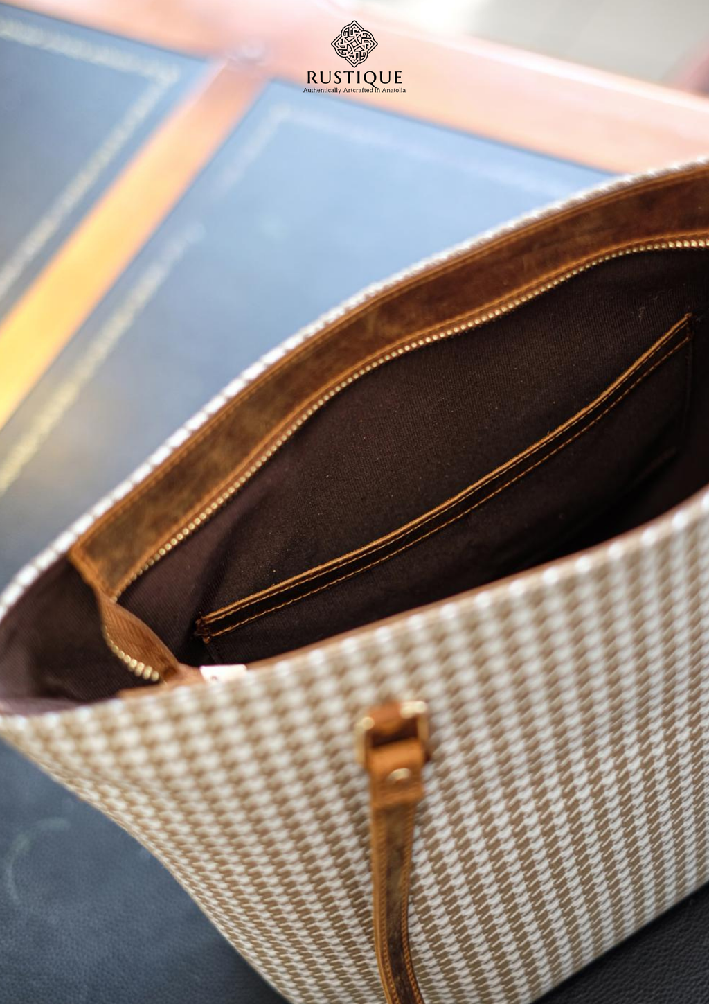 TÜRKAN Tote Bag | Houndstooth Pattern
