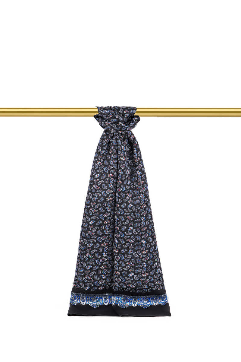 Black Shawl Pattern Men's Silk Fouldard