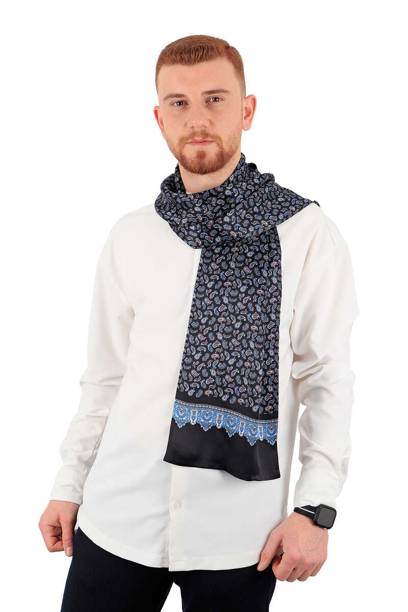 Black Shawl Pattern Men's Silk Fouldard