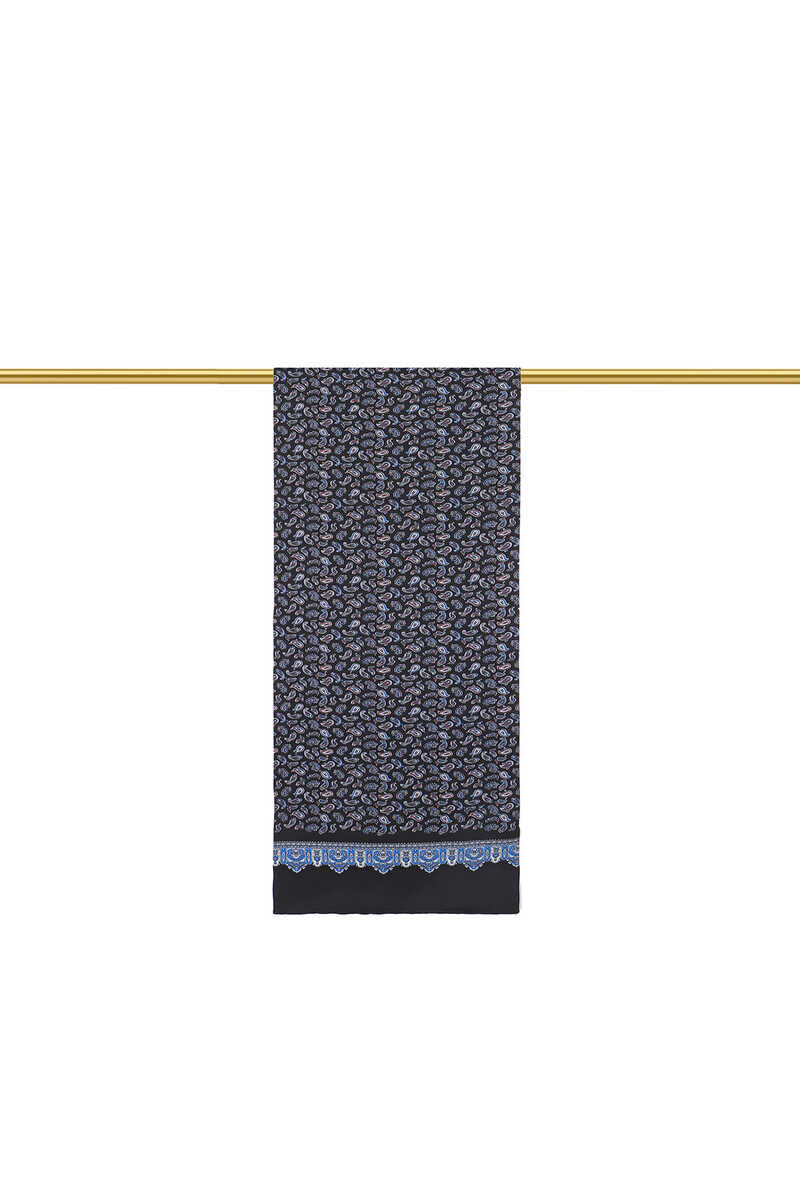 Black Shawl Pattern Men's Silk Fouldard