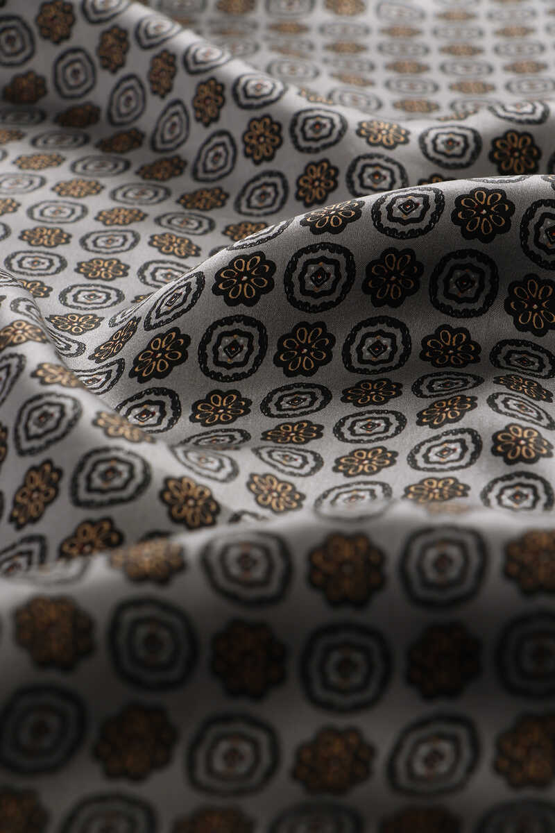 Gray Floral Pattern Men's Silk Foulard