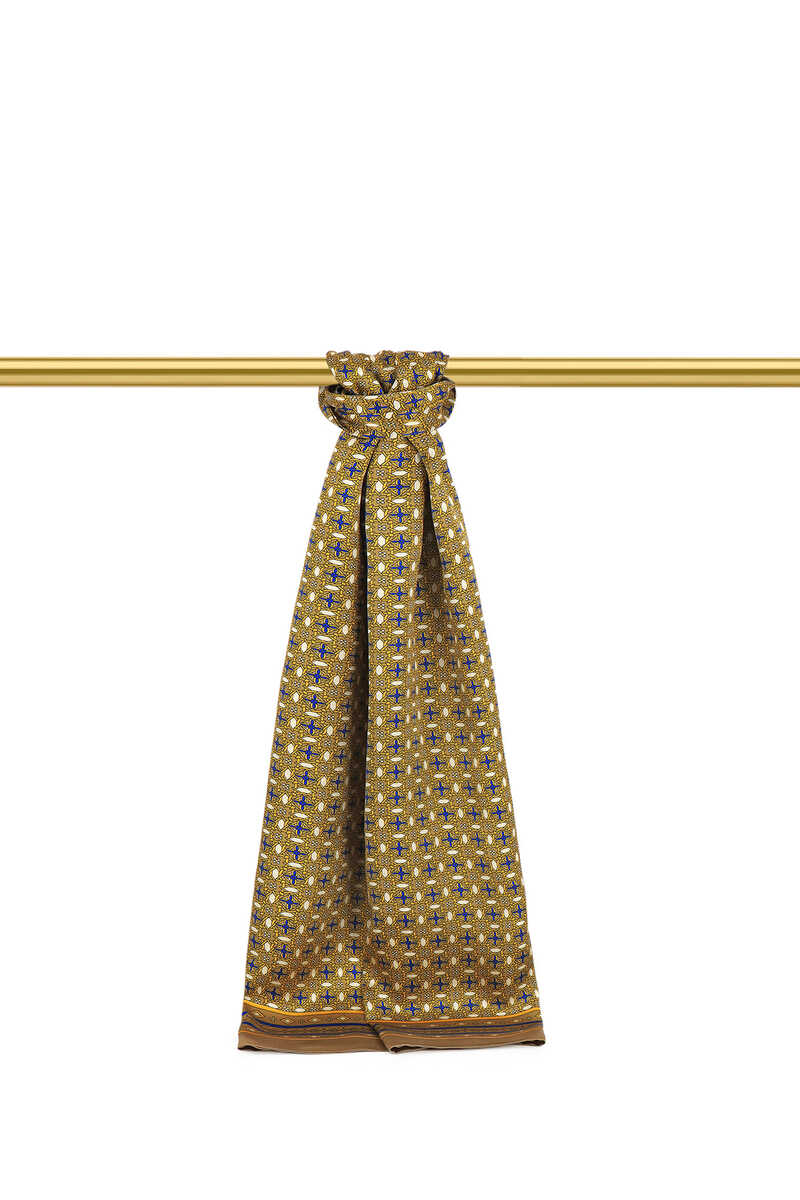Yellow Geometric Pattern Men's Silk Foulard