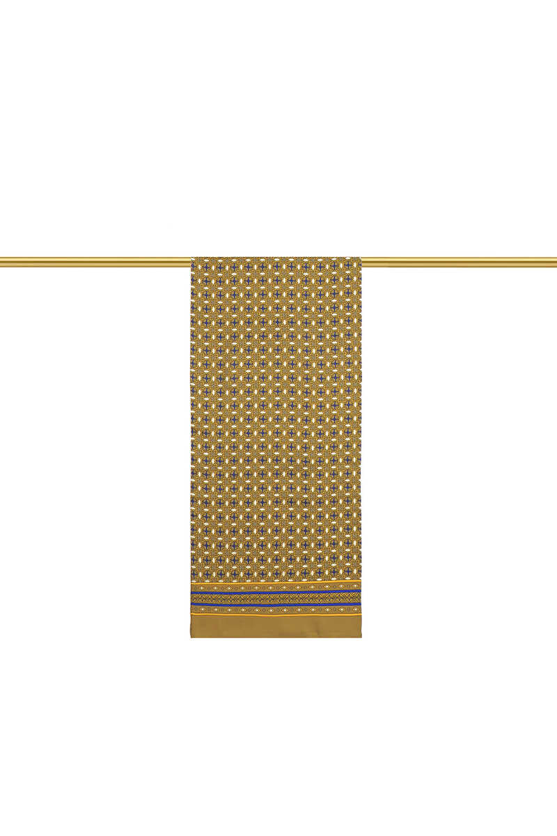 Yellow Geometric Pattern Men's Silk Foulard