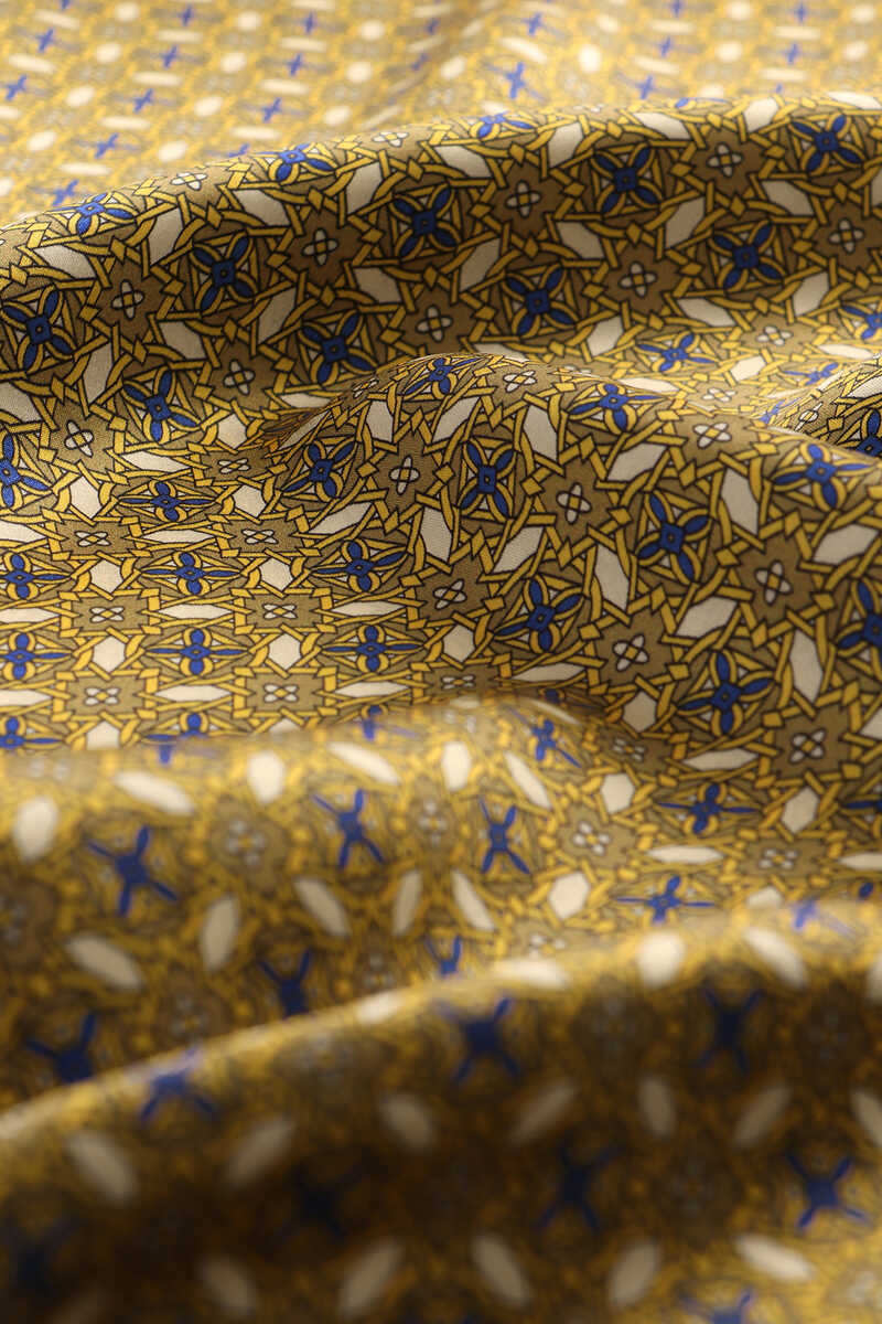 Yellow Geometric Pattern Men's Silk Foulard